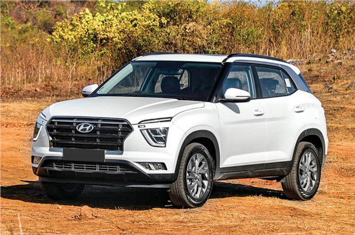 Deciding between Hyundai Creta, Kia Seltos and Tata Harrier - best mid-size diesel SUV Hyundai Creta front quarter
